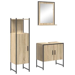 vidaXL Ensemble de mobilier de salle de bain avec étagère 3 Pièces Marron