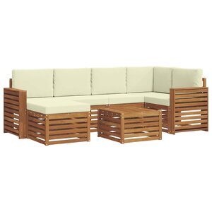 vidaXL Ensemble de canapés d'extérieur 7 pc Naturel et Crème Polyester