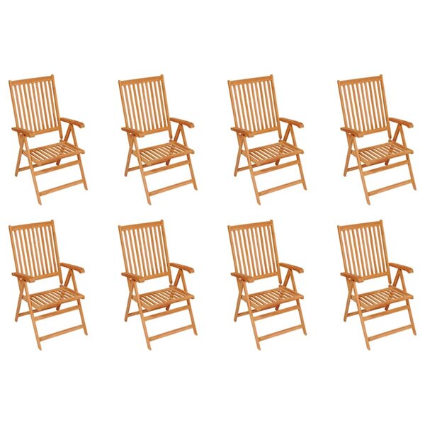 vidaXL Chaises inclinables de jardin lot de 8 Bois de teck solide