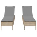 vidaXL Chaises longues avec coussins lot de 2 beige résine tressée