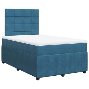 vidaXL Sommier à lattes de lit et matelas Bleu foncé 120x200cm Velours