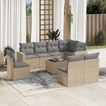 vidaXL Salon de jardin avec coussins 9 Pièces beige résine tressée