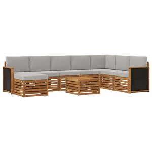 vidaXL Ensemble de canapés d'extérieur 7 Pièces Naturel et gris clair