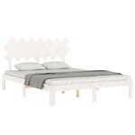 vidaXL Cadre de lit avec tête de lit blanc 140x190 cm bois massif