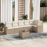 vidaXL Salon de jardin avec coussins 7 Pièces beige résine tressée