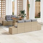 vidaXL Ensemble de canapé de jardin 6 Pièces Beige Poly rotin