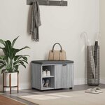 vidaXL Banc d'entrée avec coussin Uni Gris Sonoma 60 x 38 x 46 cm