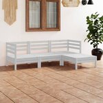 vidaXL Salon de jardin 4 Pièces Bois de pin massif Blanc