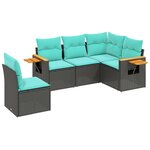 vidaXL Salon de jardin 5 Pièces avec coussins noir résine tressée