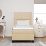 Base de lit Box Spring vidaXL avec matelas et LED Crème 100x200 cm en tissu