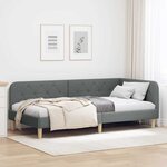 vidaXL Cadre de lit d'angle Gris foncé 100 x 200 cm tissu