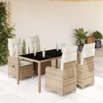 vidaXL Ensemble de bistro de jardin 5 Pièces coussins beige poly rotin