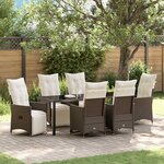 vidaXL Ensemble de salle à manger pour jardin 7 Pièces Marron polyrotin