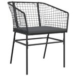 vidaXL Ensemble à manger de jardin et coussins 3 Pièces noir rotin verre