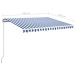 vidaXL Auvent manuel rétractable avec LED 350x250 cm Bleu et blanc