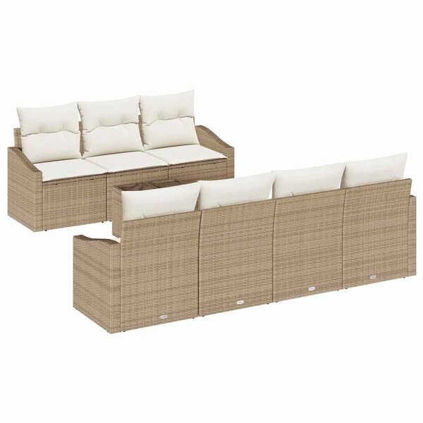 vidaXL Ensemble de Canapés avec coussin 8 Pièces Beige et crème polyrotin