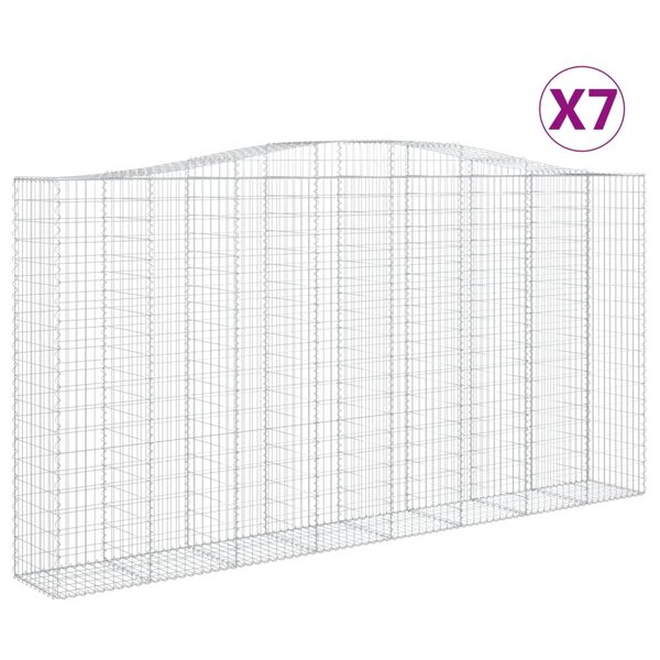 vidaXL Paniers à gabions arqués 7 Pièces 400x50x200/220 cm Fer galvanisé
