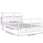 vidaXL Cadre de lit métal sans matelas et pied de lit blanc 140x200 cm