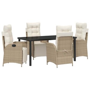 vidaXL Ensemble de salle à manger pour jardin 5 Pièces Beige polyrotin