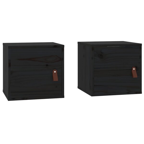 vidaXL Armoires murales 2 Pièces Noir 31 5x30x30 cm Bois de pin massif