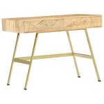 Bureau table poste de travail meuble d'ordinateur informatique étude avec tiroirs 100 x 55 x 75 cm bois solide de manguier brun 02_0023461