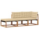 vidaXL Unités de sofa sectionnel d'extérieur 3 Pièce Naturel