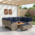 vidaXL Ensembles de meubles 7 Pièces Gris et bleu marine Rotin PE