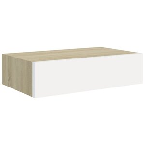 vidaXL Étagère murale à tiroirs en chêne et blanc 40 x 23 5 x 10 cm MDF