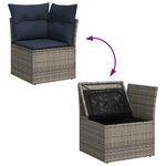 vidaXL Salon de jardin 10 Pièces avec coussins gris résine tressée
