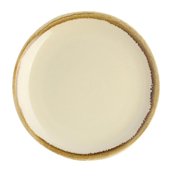 Assiette plate ronde couleur sable 230 mm - lot de 6 -  - porcelaine