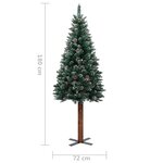 vidaXL Sapin de Noël mince pré-éclairé et boules vert 180 cm