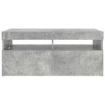 vidaXL Meuble TV avec lumières LED gris béton 90x35x40 cm