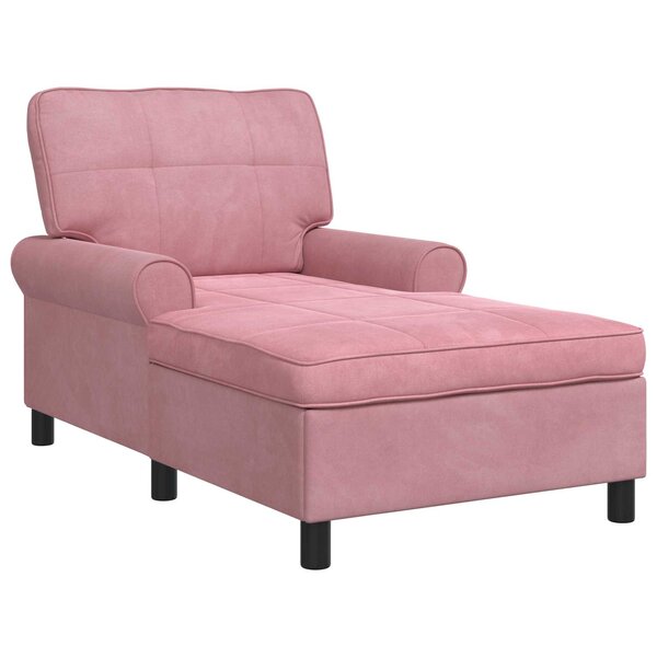 vidaXL Chaise longue avec coussin Rose 91 x 157 x 91 cm Velours