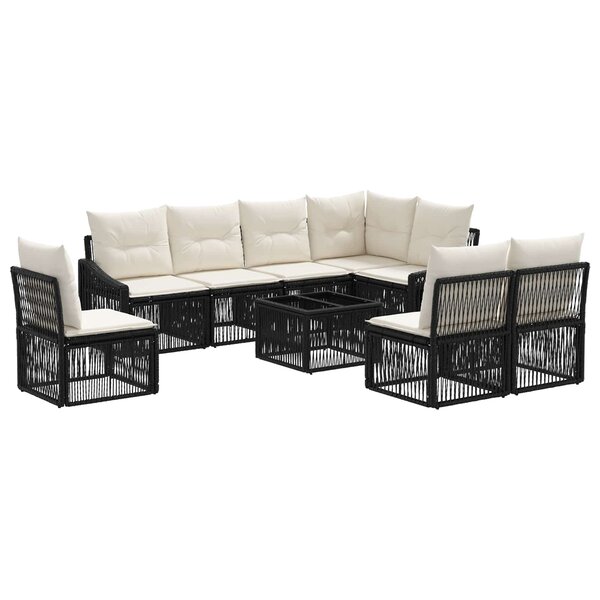 vidaXL Ensemble de canapé de jardin 9 pc Noir polyrotin