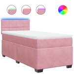 vidaXL Sommier à lattes de lit avec matelas Rose 90x200 cm Velours