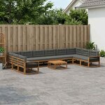 vidaXL Ensemble de canapés d'extérieur 11 Pièces Naturel et Anthracite