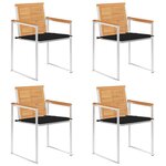 vidaXL Chaises de jardin lot de 4 avec coussins Bois de teck massif