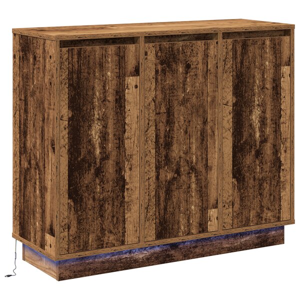 Buffet vidaXL avec LED  Bois Vieilli  90x32x75 cm  Bois Composite