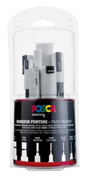 Marqueurs Posca multipointes 7 pièces Blanc
