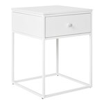 Table d'appoint 1 tiroir blanc cadre blanc 40 x 40 x 55 cm