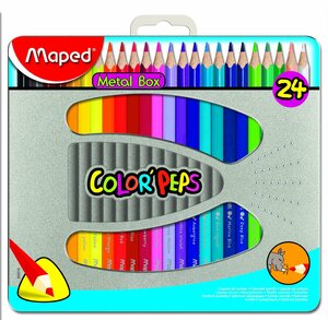 Etui métal de 24 Crayons de couleur COLOR'PEPS Triangle Assortis MAPED
