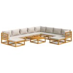 vidaXL Salon de jardin 11 Pièces avec coussins gris clair bois massif