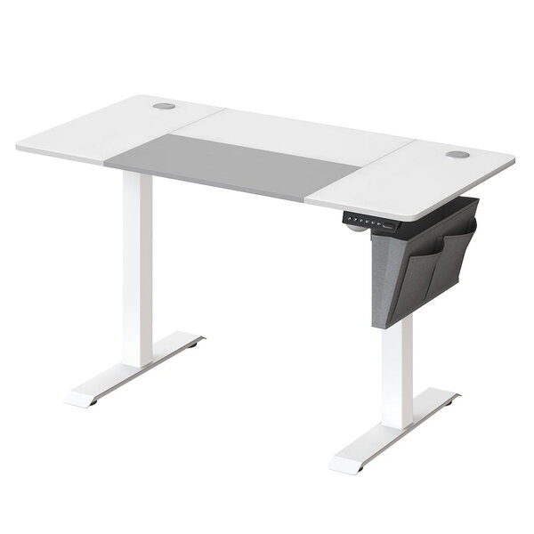 Bureau assis debout électrique 60 x 120 x (72-120) cm table réglable en hauteur mémoire 4 hauteurs pochette cadre en acier dessus de table épais blanc 12_0004548