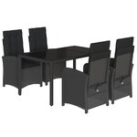 vidaXL Ensemble à manger de jardin coussins 5Pièces Noir Résine tressée