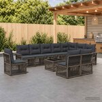 vidaXL Ensemble de canapé de jardin 11 pc Gris polyrotin