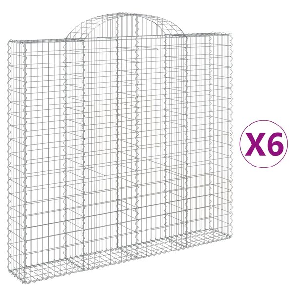vidaXL Paniers à gabions arqués 6 Pièces 200x30x180/200 cm Fer galvanisé
