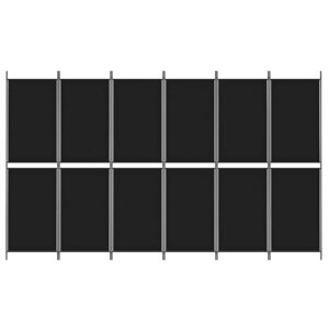 vidaXL Cloison de séparation 6 panneaux Noir 300x180 cm Tissu
