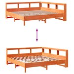 vidaXL Lit bibliothèque sans matelas cire marron 200x200 cm pin massif