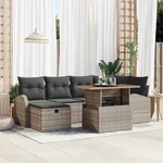 vidaXL Ensemble de canapé de jardin 7 Pièces Gris polyrotin