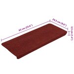 vidaXL Tapis d'escalier auto-adhésifs 30 Pièces rouge 65x22 5x3 5 cm